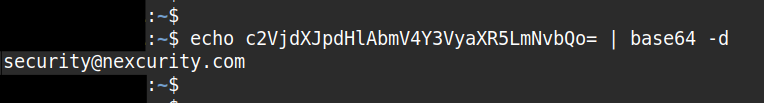 Example of a Base64-encoded email address