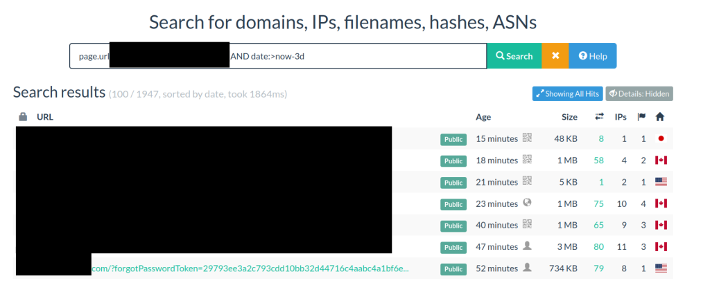 Excerpt of a password reset link showing a visible token